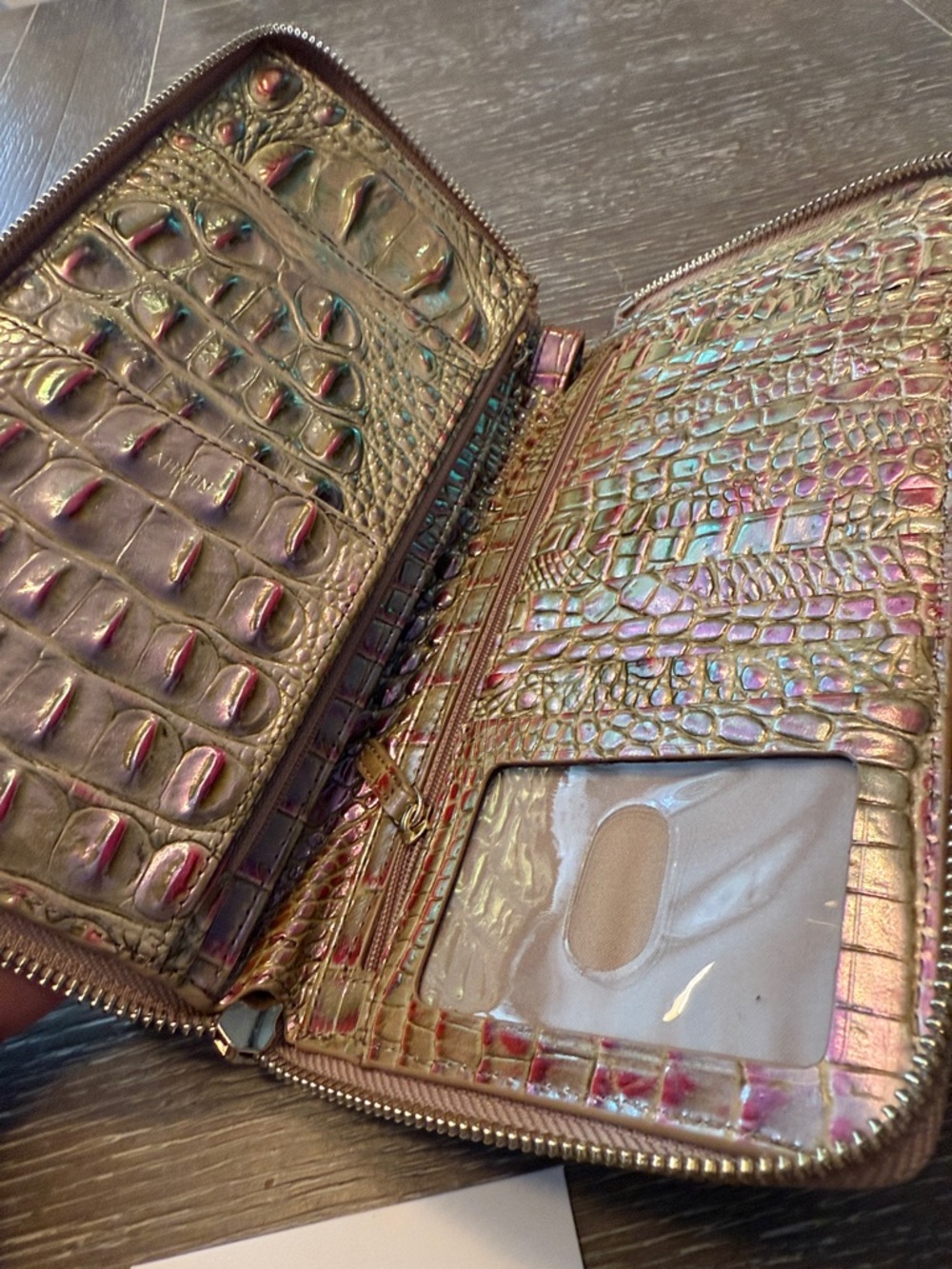 Brahmin large clutch wallet Skyler Multi Adama Iridescent CrocEmbossed read Rare - Picture 4 of 12